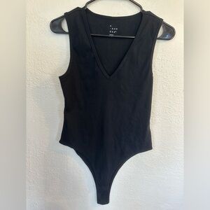 a new day Black Sleeveless Ribbed Bodysuit